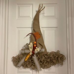 Burlap Fall Wreath Hat Handmade